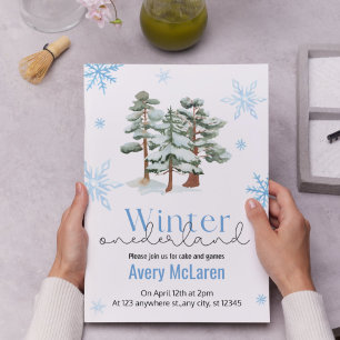 Whimsical Winter Onederland & Bloom Birthday Invitation