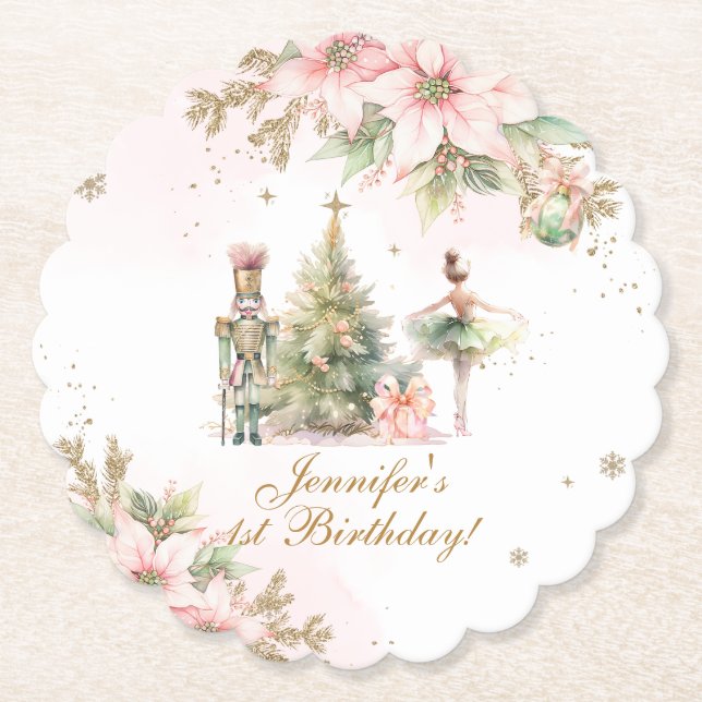 Whimsical Winter Onederland the Nutcracker Paper Coaster (Front)