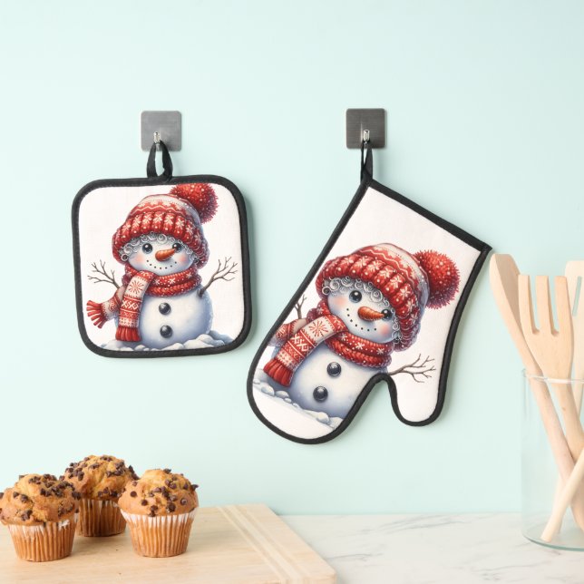 Whimsical Winter Oven Mitt & Pot Holder Set (Insitu(Hanging))
