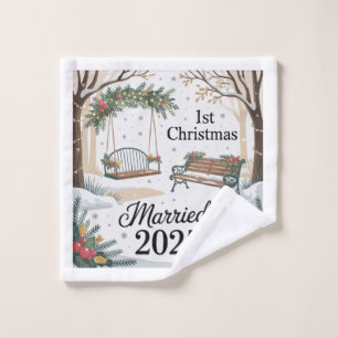 Whimsical Winter Park Our First Christmas Married Wash Cloth