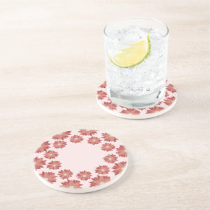 whimsical winter pink poinsettia christmas coaster