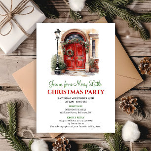 Whimsical Winter scene holiday party invitation
