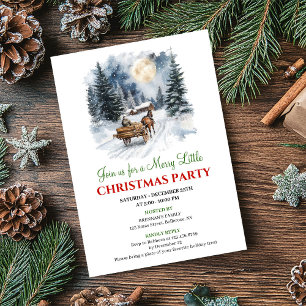 Whimsical Winter Scene Watercolor Christmas Invite