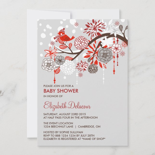 Whimsical Winter Snow Baby Shower Invitation (Front)