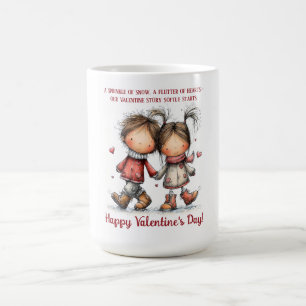 Whimsical Winter Valentine Kids Illustration Coffee Mug