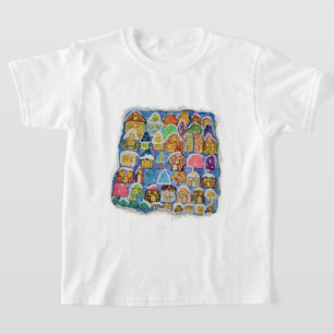 Whimsical Winter Village Folk Art Christmas Gift T-Shirt