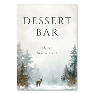 Whimsical Winter Watercolor Deer Scene Table Number