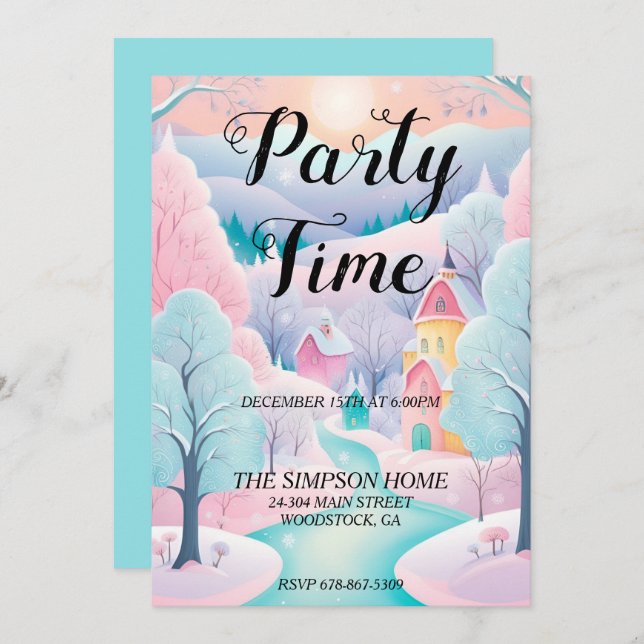 Whimsical Winter Wonderland Christmas Invitation (Front/Back)