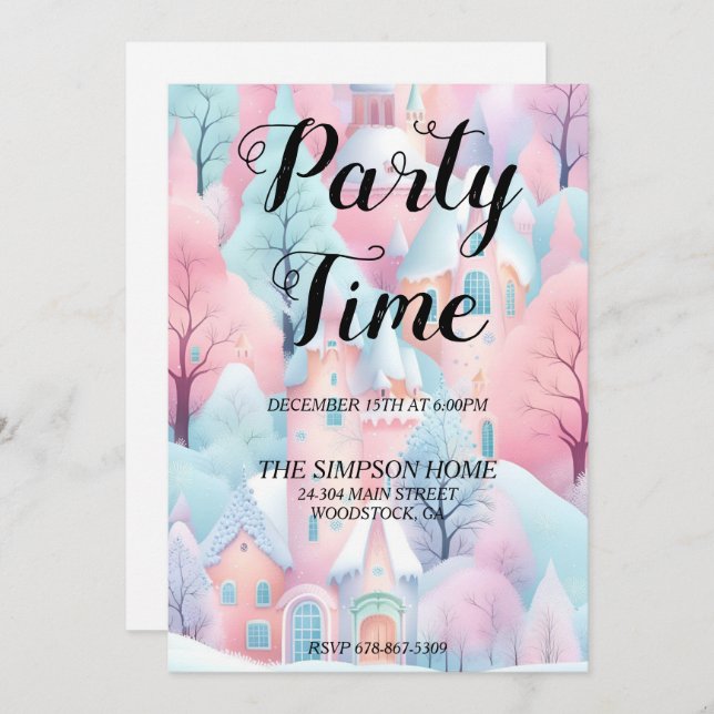 Whimsical Winter Wonderland Christmas Invitation (Front/Back)