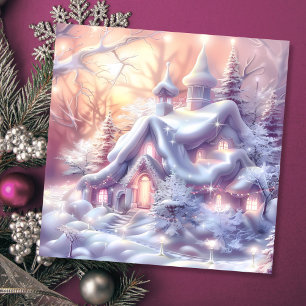 Whimsical Winter Wonderland House Christmas Holiday Card