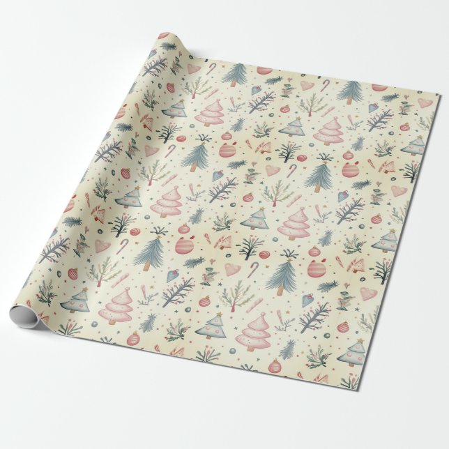 "Whimsical Winter Wonderland Pattern" Wrapping Paper (Unrolled)
