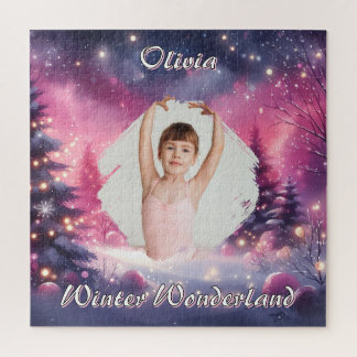 Whimsical Winter Wonderland Photo & Name Jigsaw Puzzle