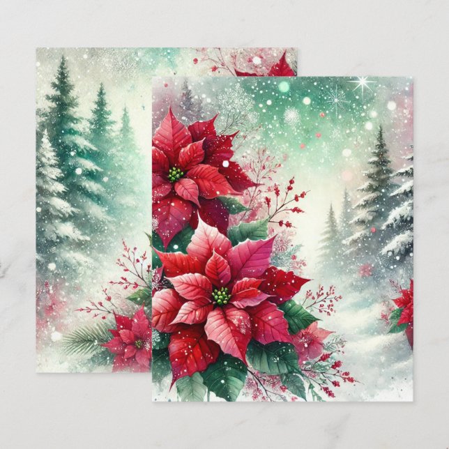 Whimsical Winter Wonderland Poinsettia Scrapbook (Front/Back)