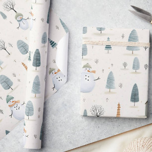 Whimsical Winter Wonderland Snowman, Christmas Wrapping Paper