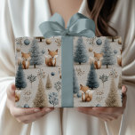 Whimsical Winter Woodland Fox and Christmas Tree  Wrapping Paper<br><div class="desc">Looking for a magical woodland style gift wrap that feels cosy and wintry? This whimsical Christmas design features woodland foxes and frosted Christmas trees, blending soft winter blues, silvery greys, and muted greens with playful hand-drawn details. Inspired by nostalgic holiday charm and modern woodland style, it’s perfect for adding a...</div>