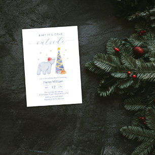Whimsical Winter Woodland Polar Bear Baby Shower Invitation