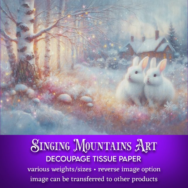 Whimsical Winter Woodland Rabbits Decoupage Tissue Paper (Creator Uploaded)