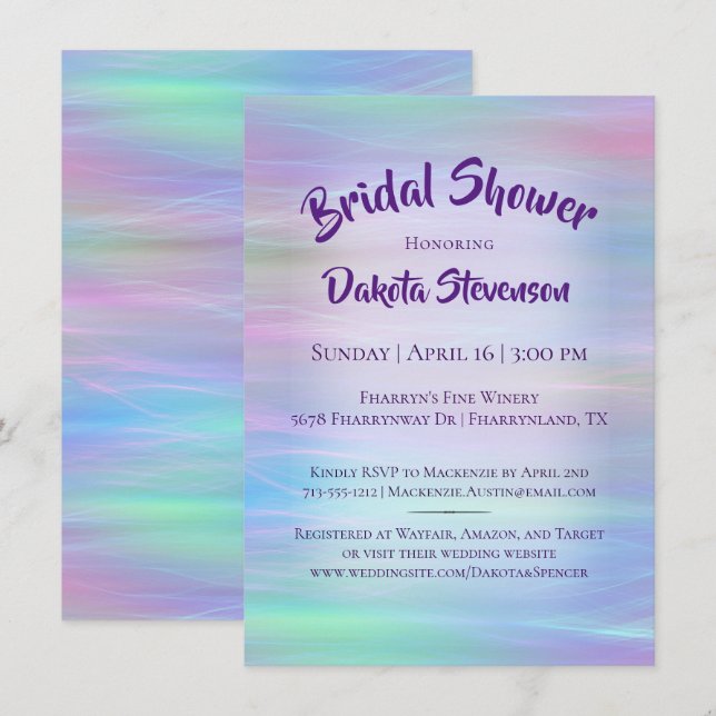 Whimsical Wisps | Holo Fairy Ombre Rainbow Shower Invitation (Front/Back)