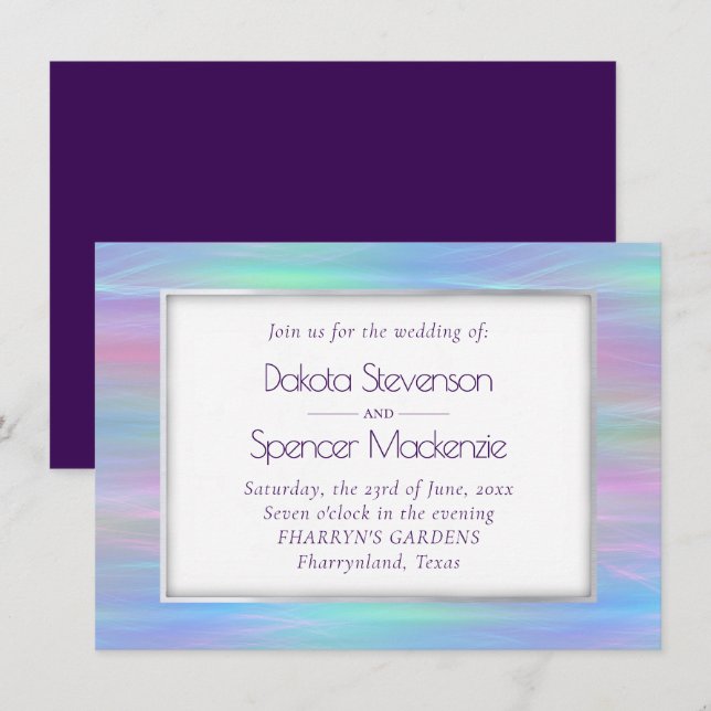 Whimsical Wisps | Holo Fairy Pastel Rainbow Ombre Invitation (Front/Back)
