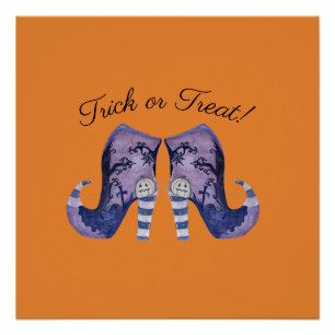 Whimsical Witch Boots Halloween Poster