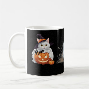 Whimsical Witch Cat Ghost Pumpkin Halloween Mug