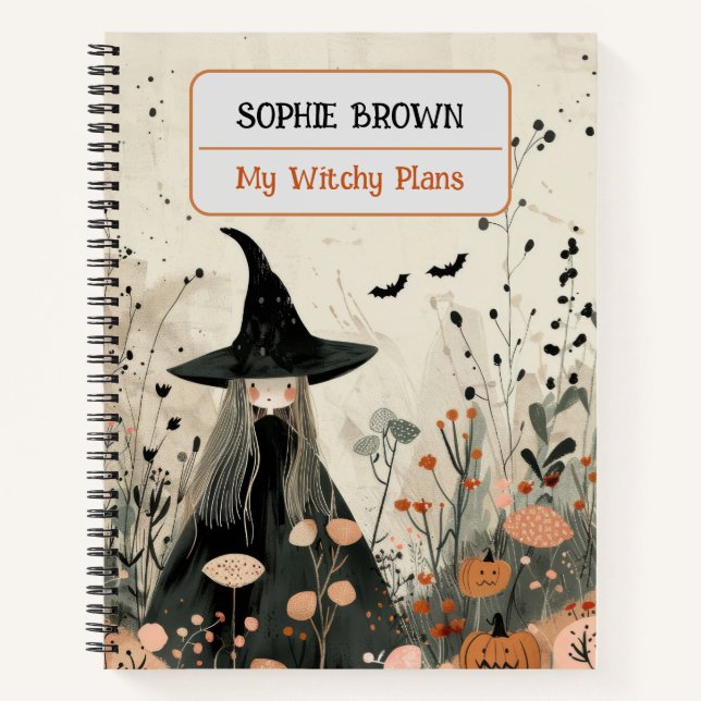 Whimsical Witch Fall Foliage My Witchy Plans Notebook (Front)