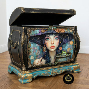 Whimsical Witch & Frog Vintage Halloween Decoupage Tissue Paper