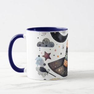 Whimsical Witch Hat and Celestial Magic Mug