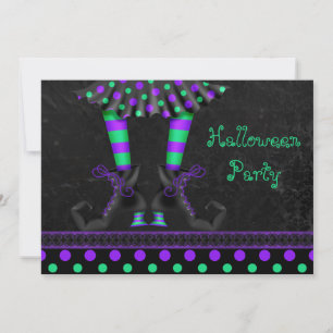 Whimsical Witch Legs Halloween Party Invitation