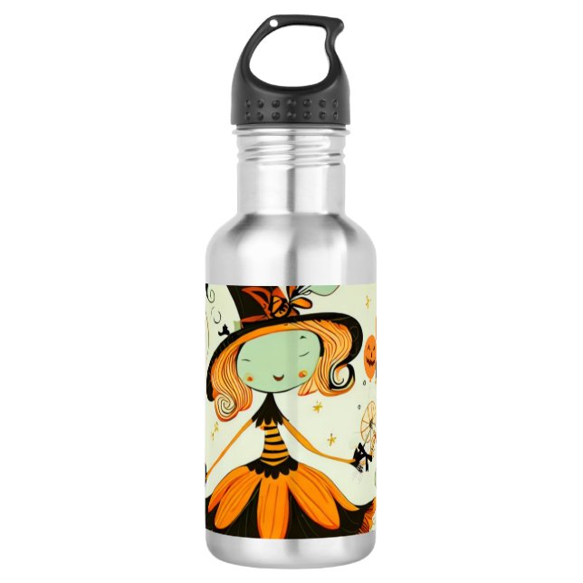 whimsical/witch/pumpkin/fall 710 ml water bottle (Front)