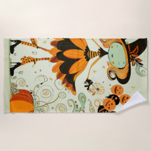 whimsical/witch/pumpkin/fall beach towel