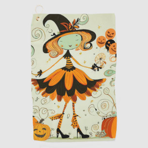 whimsical/witch/pumpkin/fall golf towel