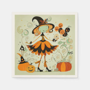whimsical/witch/pumpkin/fall napkin