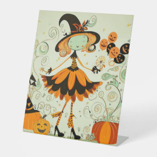 whimsical/witch/pumpkin/fall pedestal sign