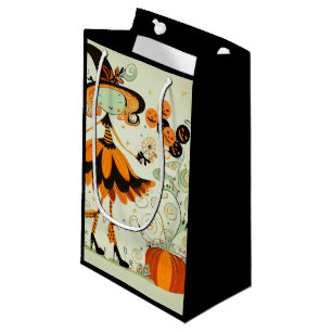 whimsical/witch/pumpkin/fall small gift bag
