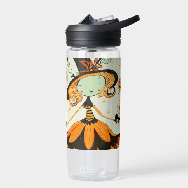 whimsical/witch/pumpkin/fall water bottle (Left)
