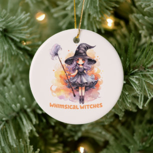 Whimsical Witches – Cute Halloween Witch Ceramic Tree Decoration