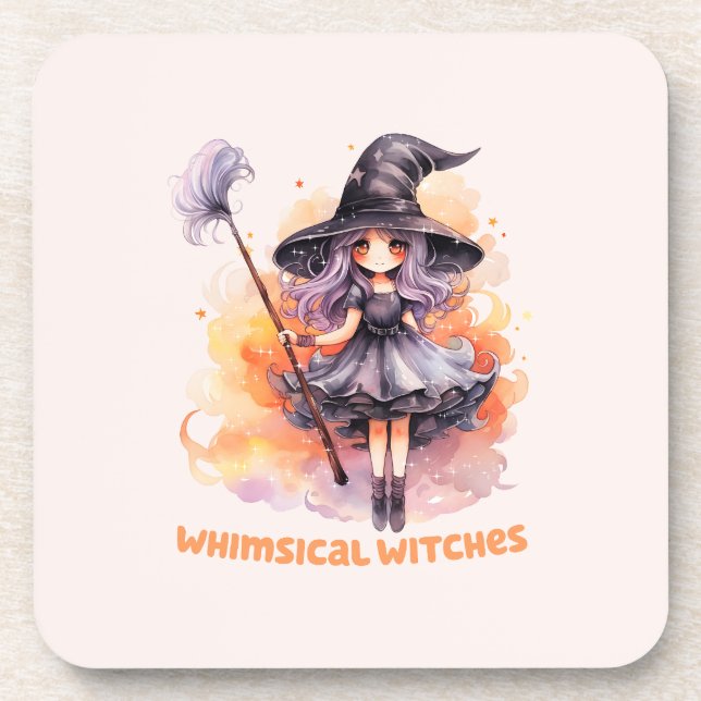 Whimsical Witches – Cute Halloween Witch Coaster (Front)