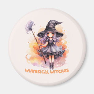 Whimsical Witches – Cute Halloween Witch Magnet