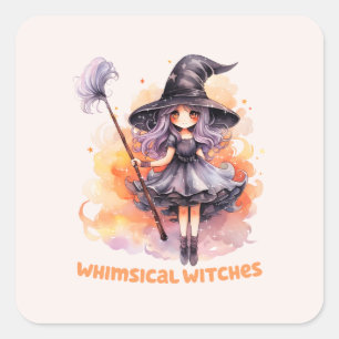Whimsical Witches Square Sticker