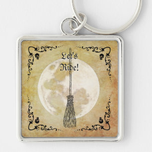 Whimsical Witchy Full Moon  Key Ring