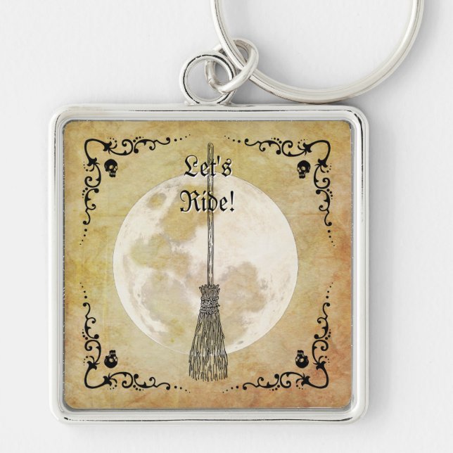 Whimsical Witchy Full Moon  Key Ring (Front)