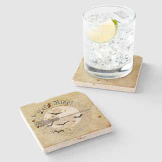 Whimsical Witchy Full Moon Stone Coaster