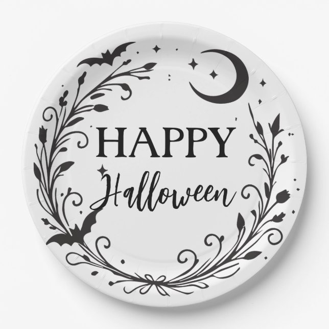 Whimsical Witchy Wiccan Herb Magic Halloween Paper Plate (Front)