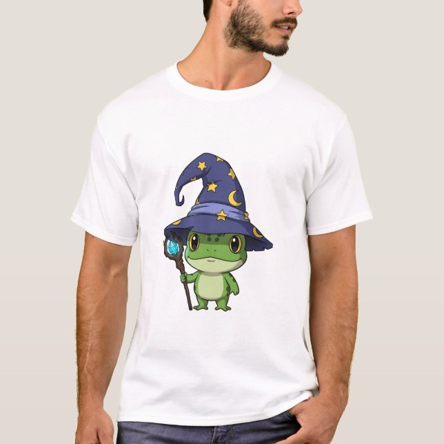 Whimsical Wizard Frog Character T-Shirt (Front)