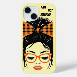 Whimsical Woman with orange glasses iPhone 15 Case