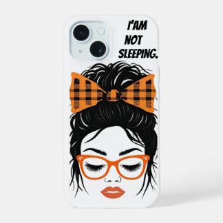 Whimsical Woman with orange glasses iPhone 15 Case