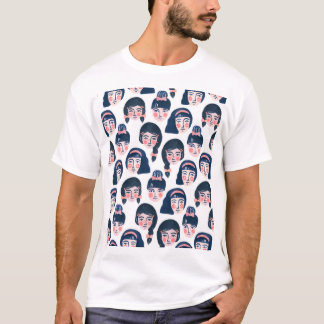Whimsical Women: Cartoon Face Art T-Shirt