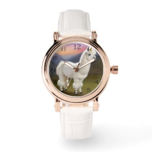 "Whimsical Wonder: White Pom-Pom Alpaca Unicorn" Watch