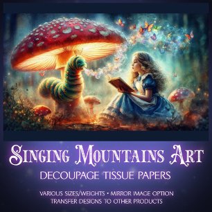 Whimsical Wonderland Alice Caterpillar Decoupage Tissue Paper